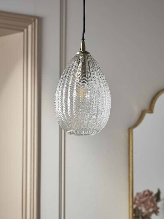 Herringbone Glass Pendant - Droplet