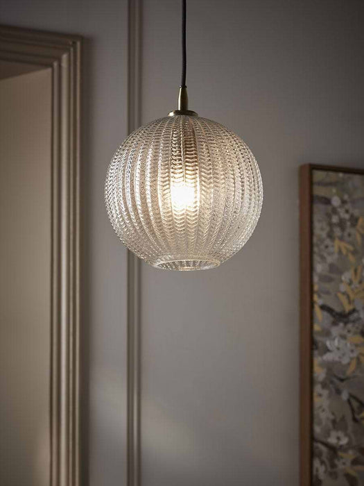 Herringbone Glass Pendant - Round