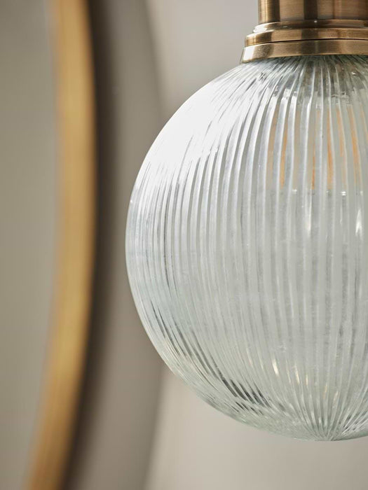 Round Ribbed Glass Wall Light