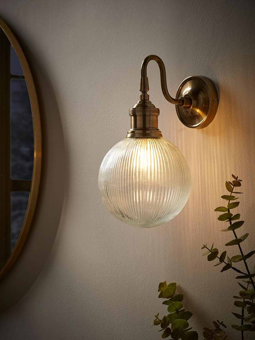 Round Ribbed Glass Wall Light
