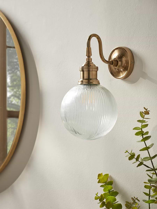 Round Ribbed Glass Wall Light
