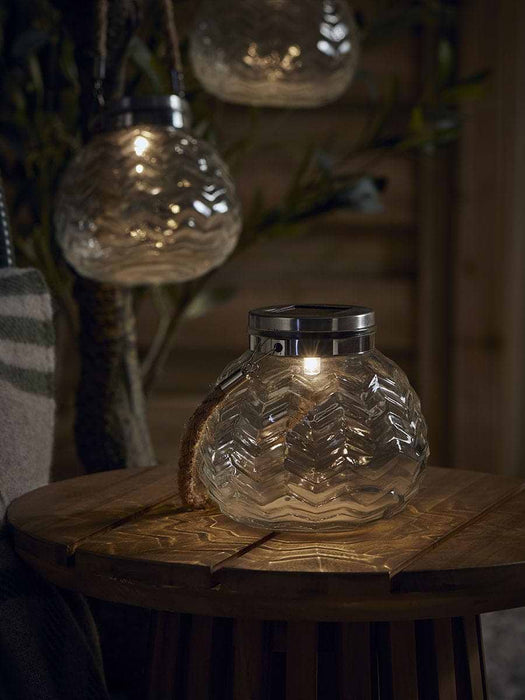 Three Etched Glass Solar Hanging DÃ©cor