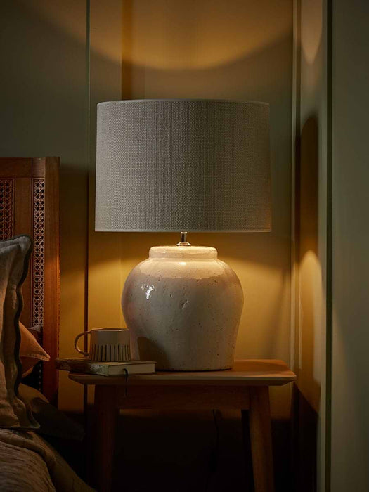 White Glazed Table Lamp - Large