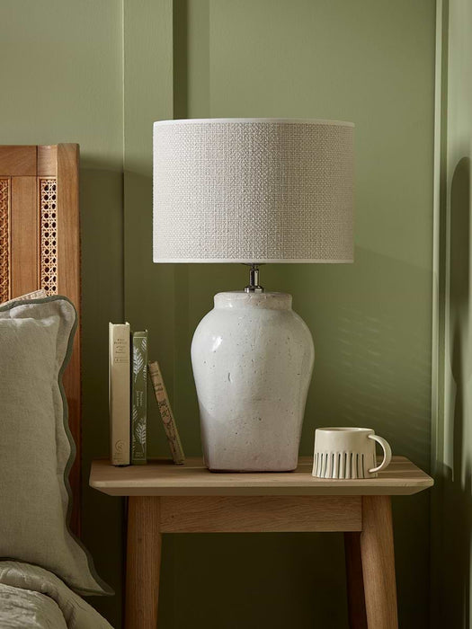 White Glazed Table Lamp - Small