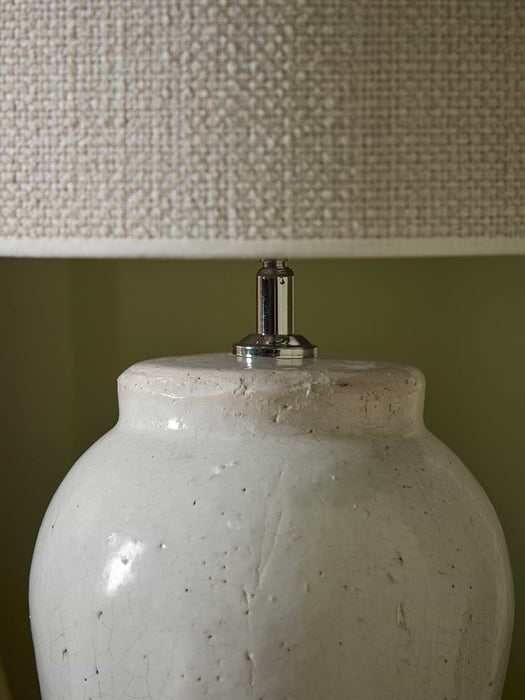 White Glazed Table Lamp - Small