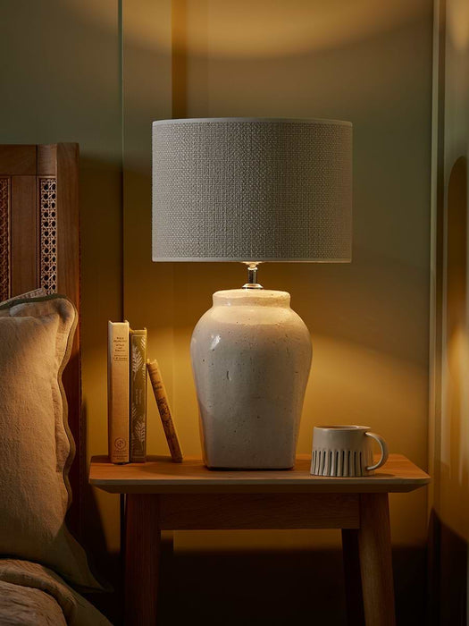 White Glazed Table Lamp - Small