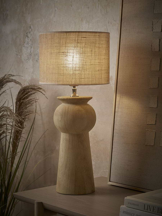 Carved Mango Wood Table Lamp