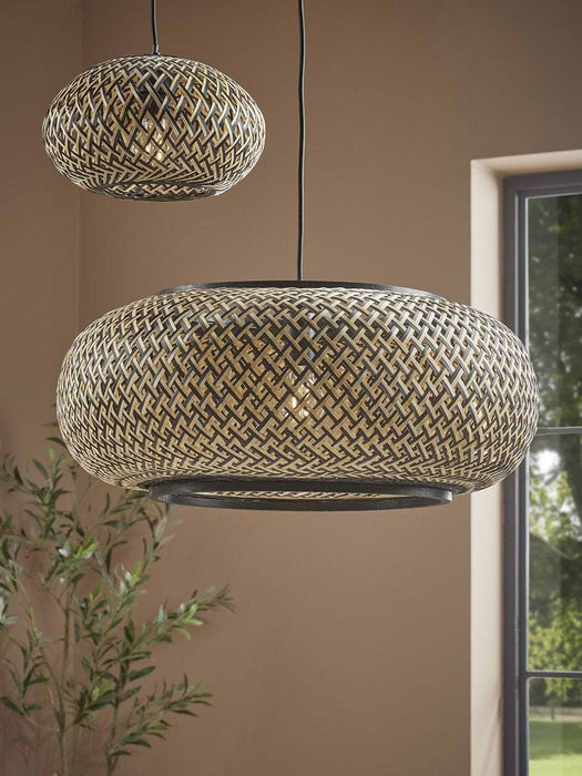 Black & Natural Woven Pendant - Small