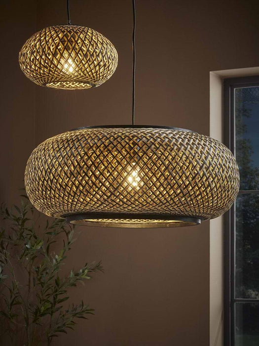 Black & Natural Woven Pendant - Small