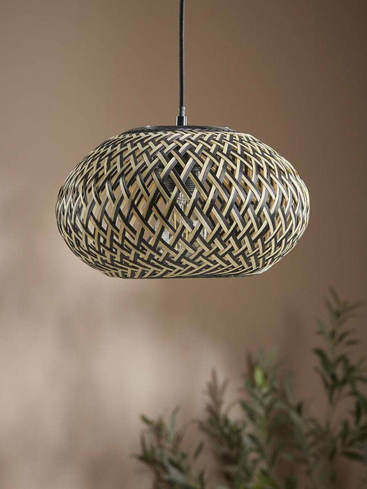 Black & Natural Woven Pendant - Small