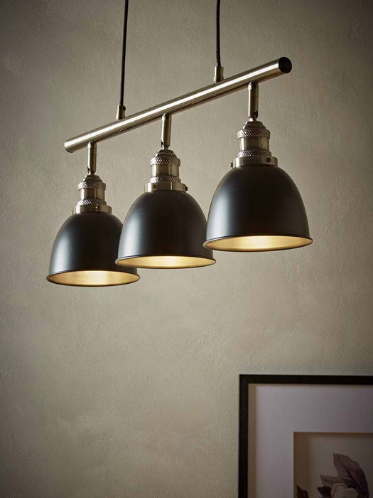 Black & Brass Dome Triple Pendant