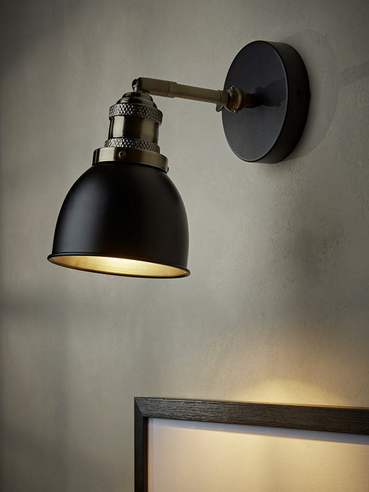 Black & Brass Dome Wall Light