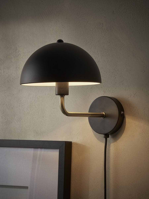 Metal Dome Wall Light - Black