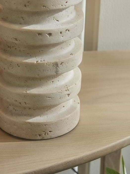Ribbed Travertine Table Lamp
