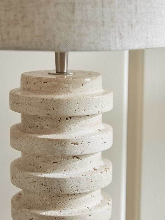 Ribbed Travertine Table Lamp