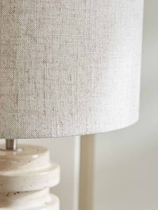 Ribbed Travertine Table Lamp