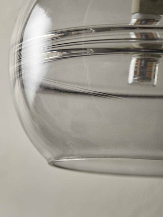 Smoked Ribbed Glass Wall Light - Round