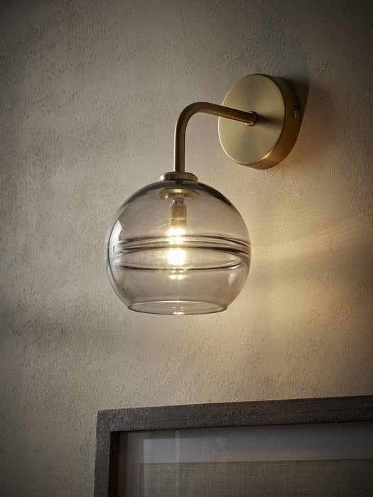 Smoked Ribbed Glass Wall Light - Round