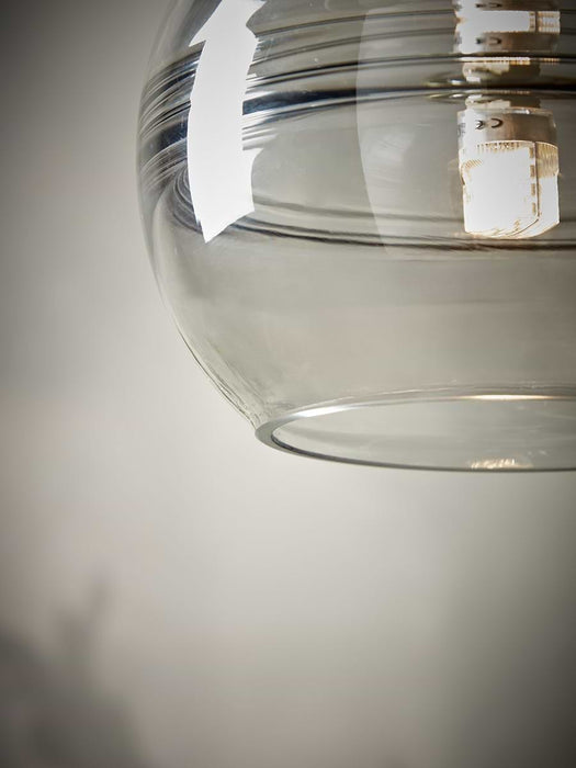 Smoked Ribbed Glass Pendant - Round