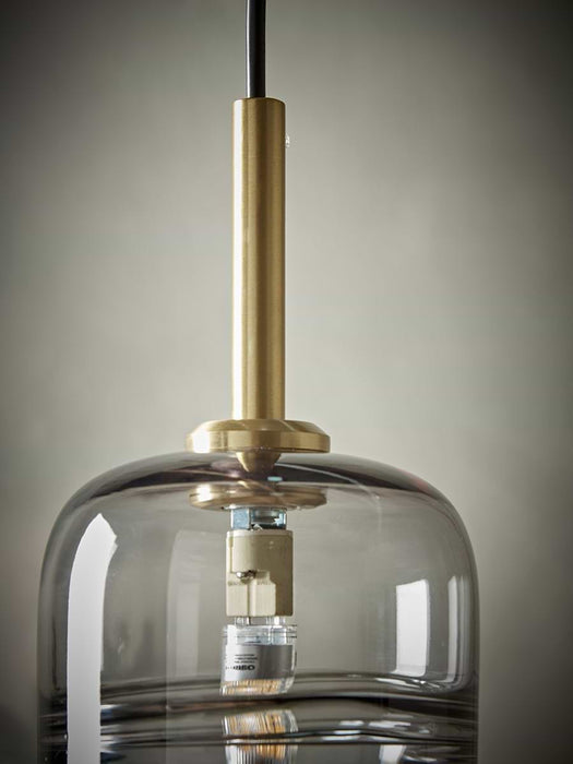 Smoked Ribbed Glass Pendant - Rectangular