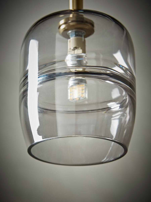 Smoked Ribbed Glass Pendant - Rectangular