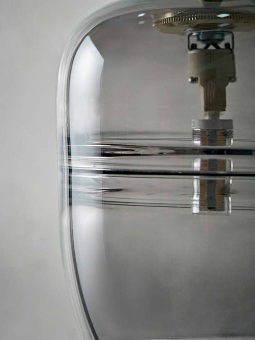Smoked Ribbed Glass Pendant - Rectangular