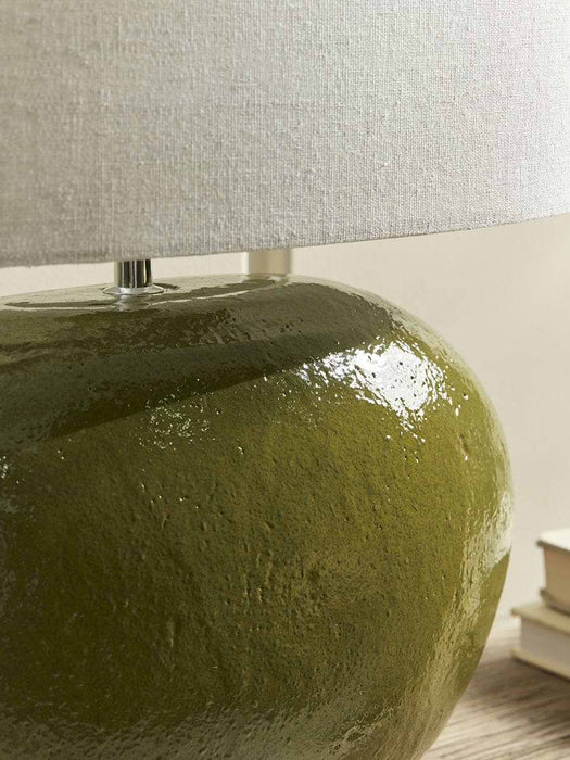 Olive Green Glazed Table Lamp
