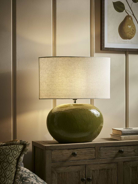 Olive Green Glazed Table Lamp