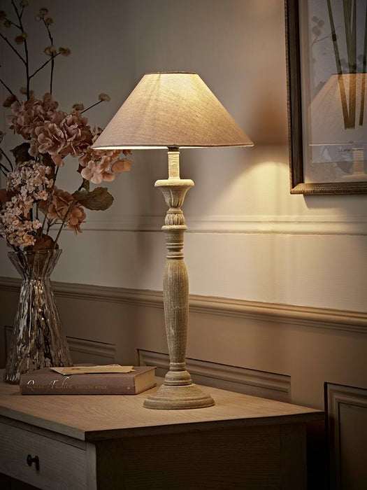 Greywashed Turned Table Lamp