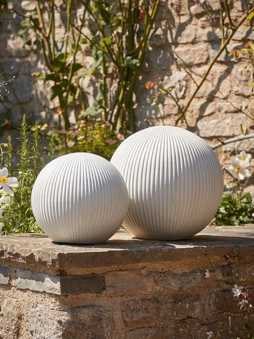Large Decorative Fluted Sphere - White