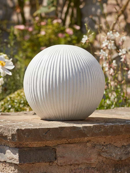 Small Decorative Fluted Sphere - White