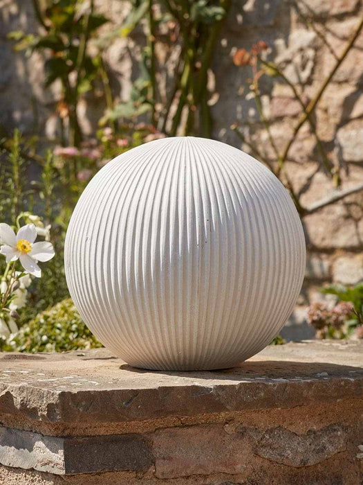 Large Decorative Fluted Sphere - White