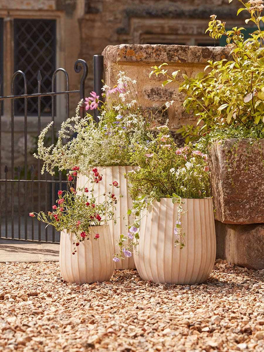Three Sand Fluted Planters - Large