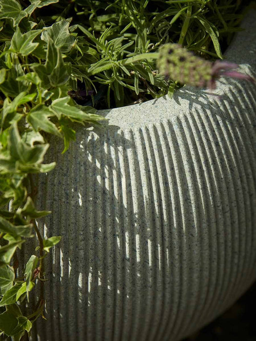Two Fluted Dome Planters - Light Grey