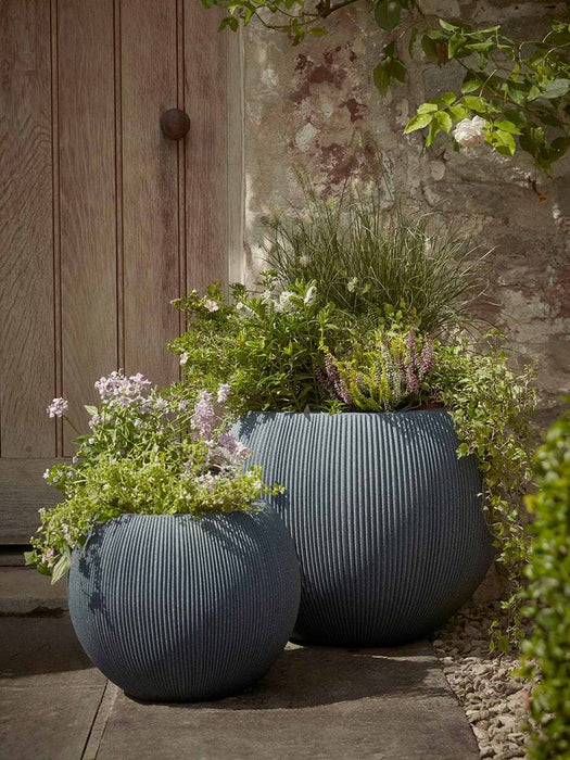 Two Fluted Dome Planters - Anthracite