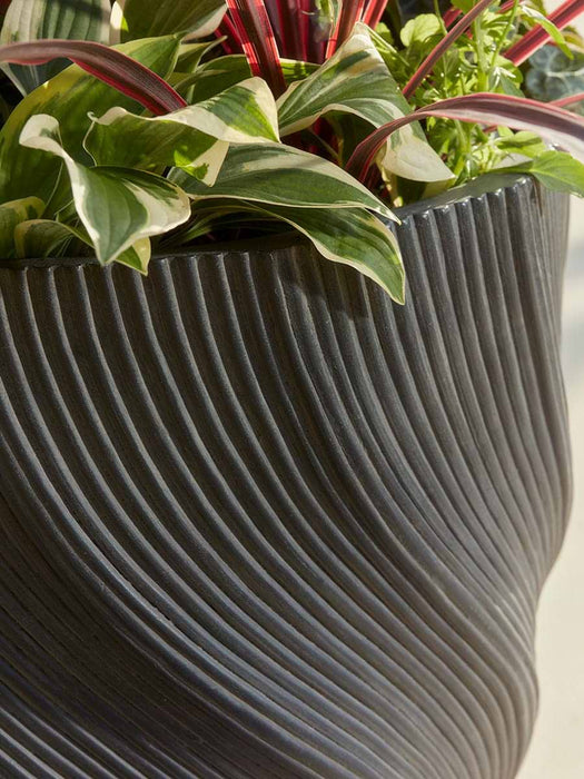 Two Anthracite Spiral Planters - Large