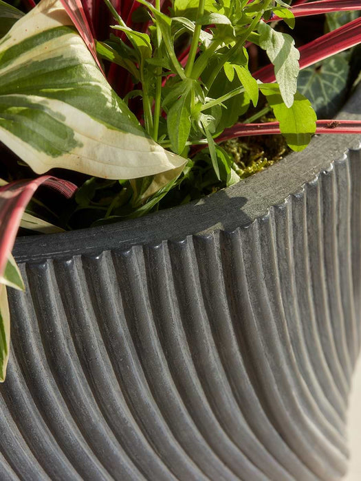 Two Anthracite Spiral Planters - Large