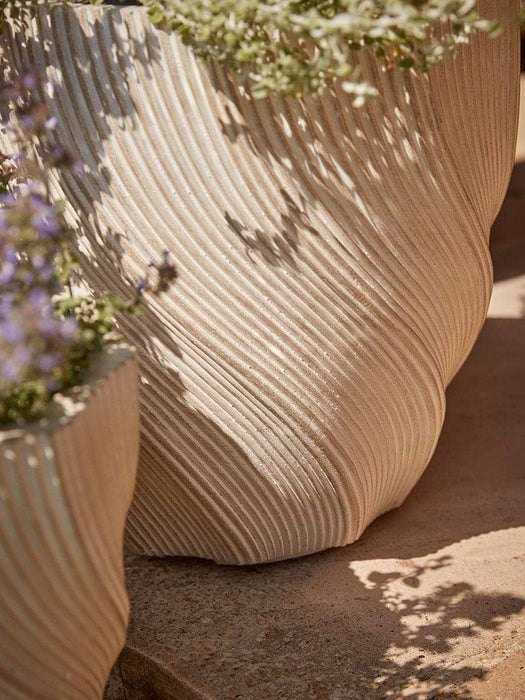 Two Cream Spiral Planters - Large