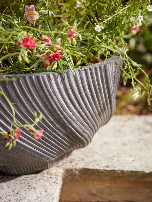 Two Anthracite Spiral Planters - Small