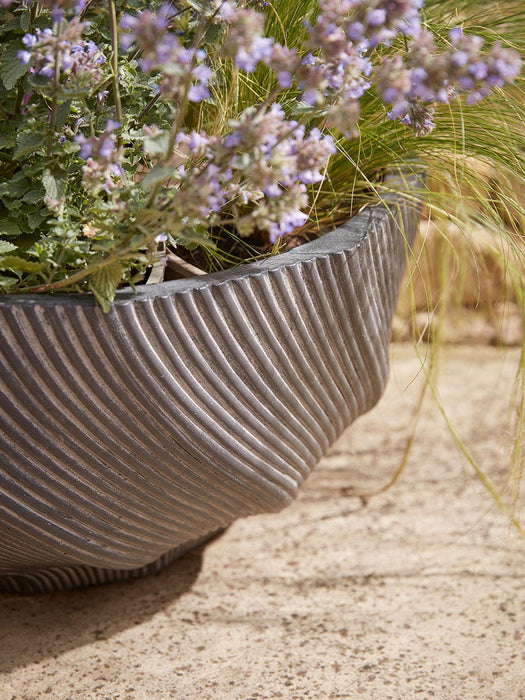 Two Anthracite Spiral Planters - Small