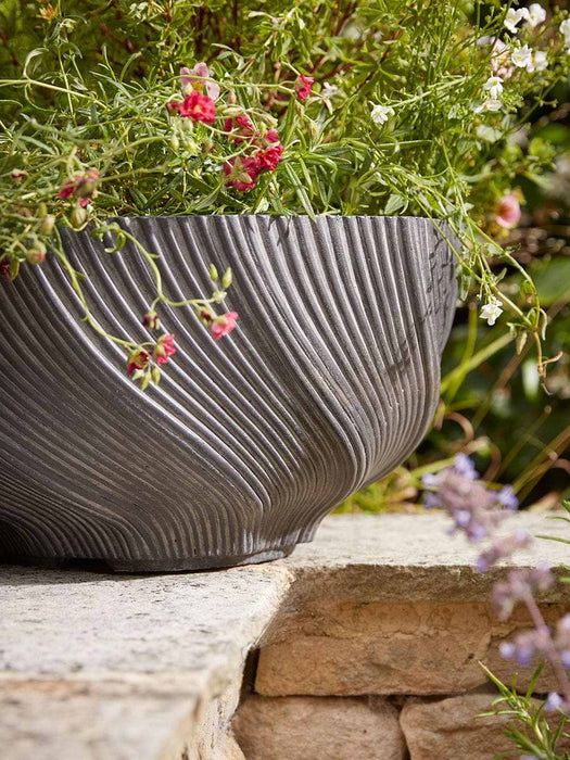 Two Anthracite Spiral Planters - Small