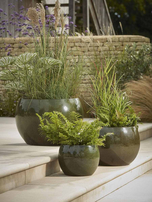 Three Glazed Olive Bowl Planters