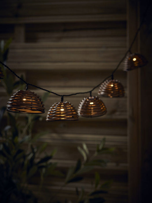 Three Solar Half Round Rattan String Lights