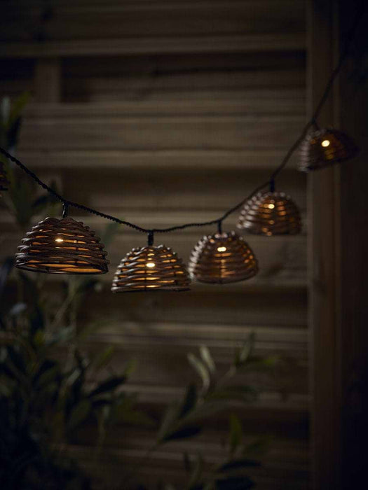 Three Solar Half Round Rattan String Lights