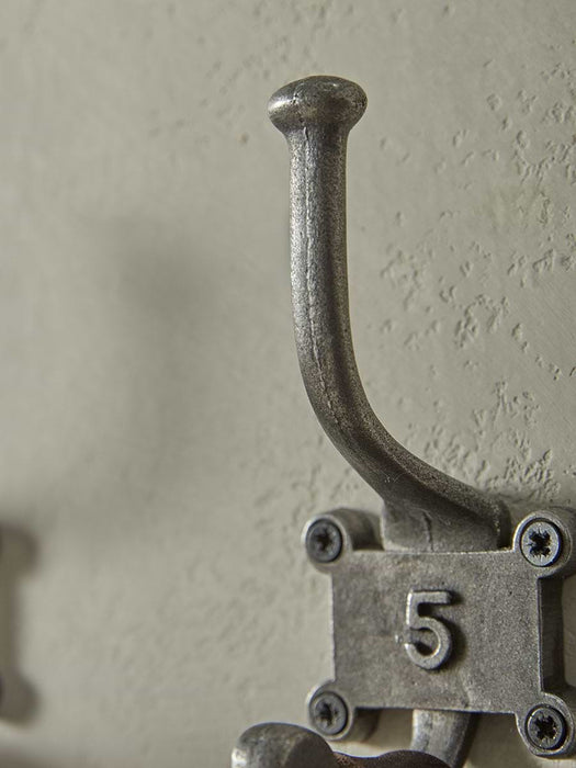 Six Numbered Coat Hooks - Antique Iron