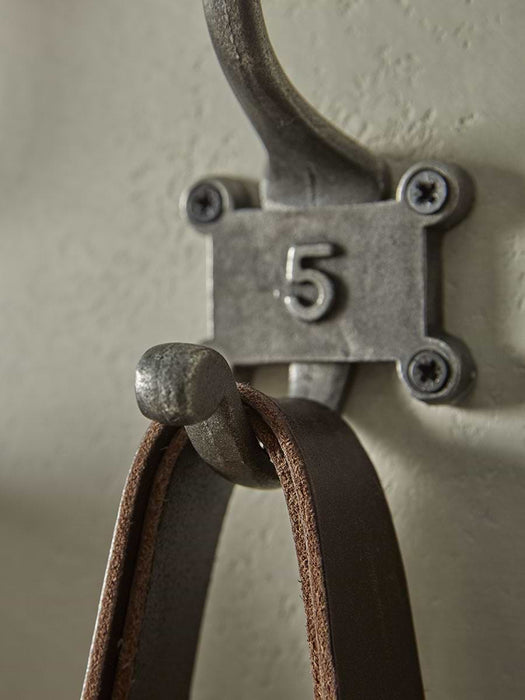 Six Numbered Coat Hooks - Antique Iron