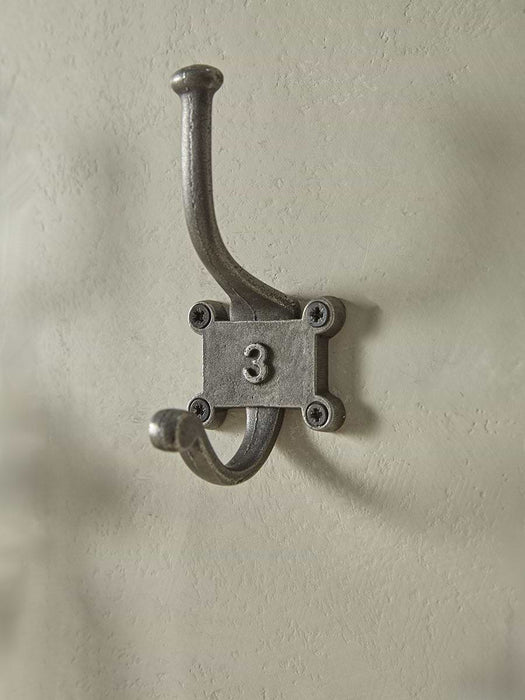 Six Numbered Coat Hooks - Antique Iron