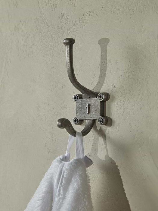 Six Numbered Coat Hooks - Antique Iron