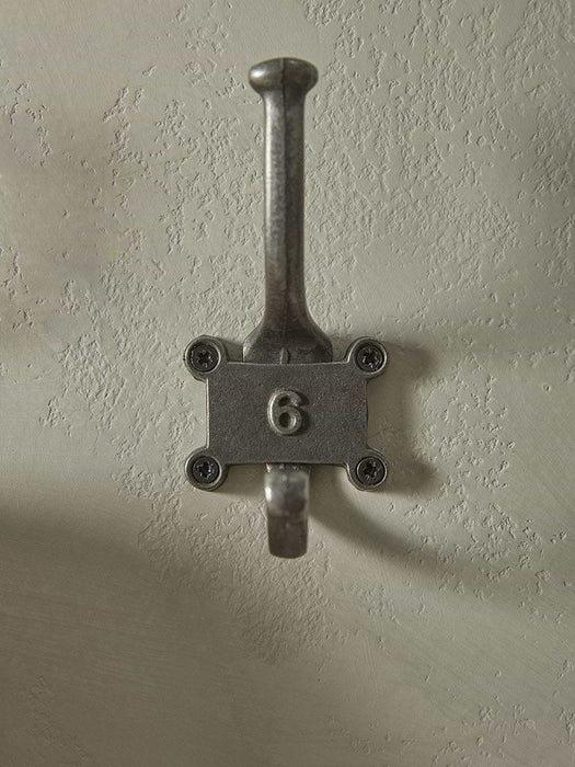 Six Numbered Coat Hooks - Antique Iron