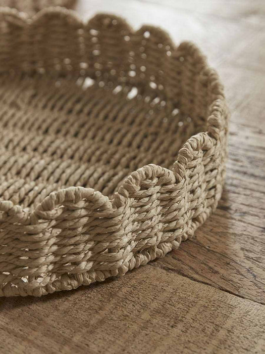 Two Scalloped Woven Trays - Round